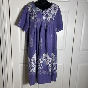 Vintage Anthony Richards Patio Dress Women XL Purple White Floral Short Sleeve
